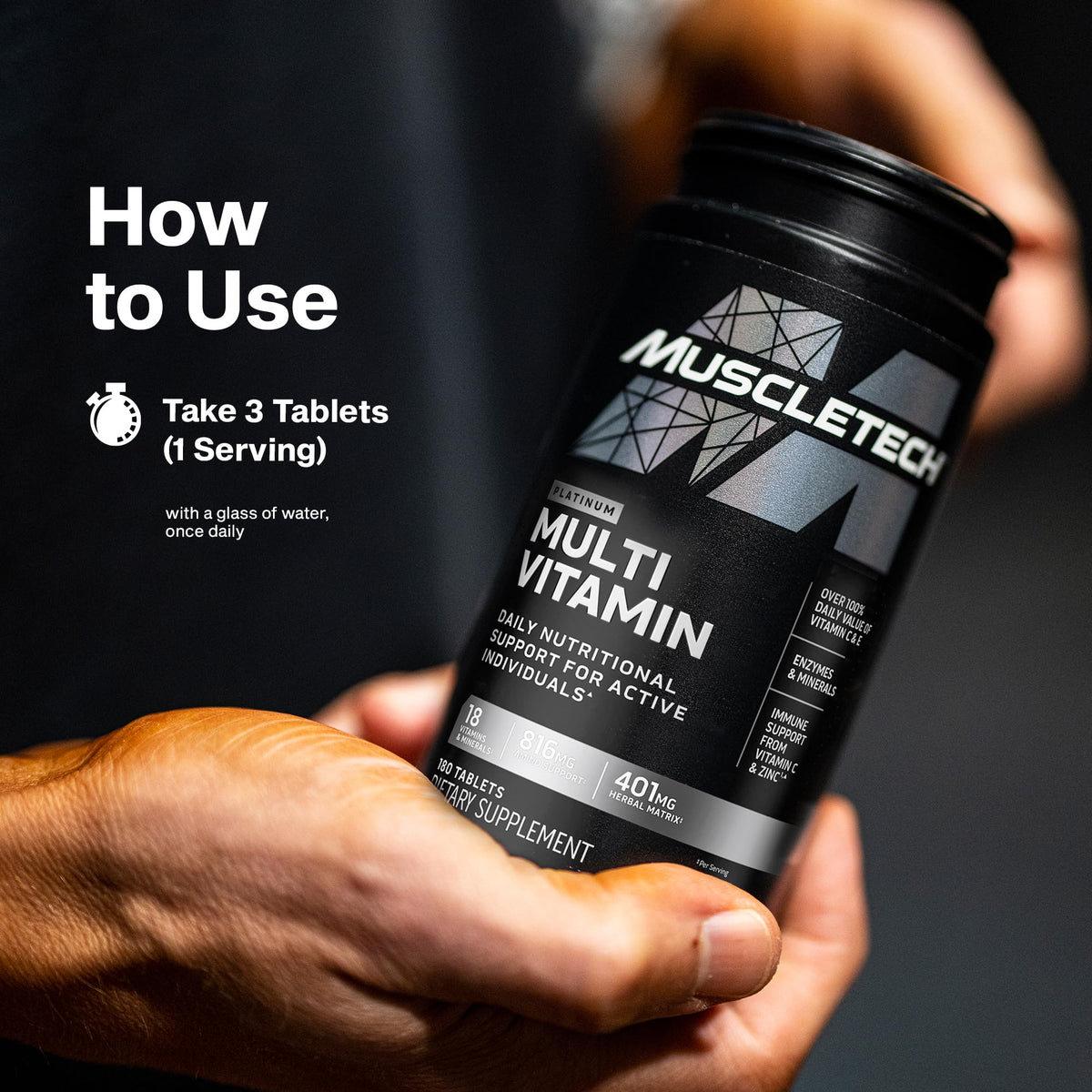 MuscleTech Platinum Multivitamins for Men & Women - Multi-Vitamin Supplement for Immune Support - 18 Vitamins & Minerals, Vitamin A C D E B6 B12 - Daily Workout Supplements for Men - 180 Capsules MuscleTech buy supplements Au