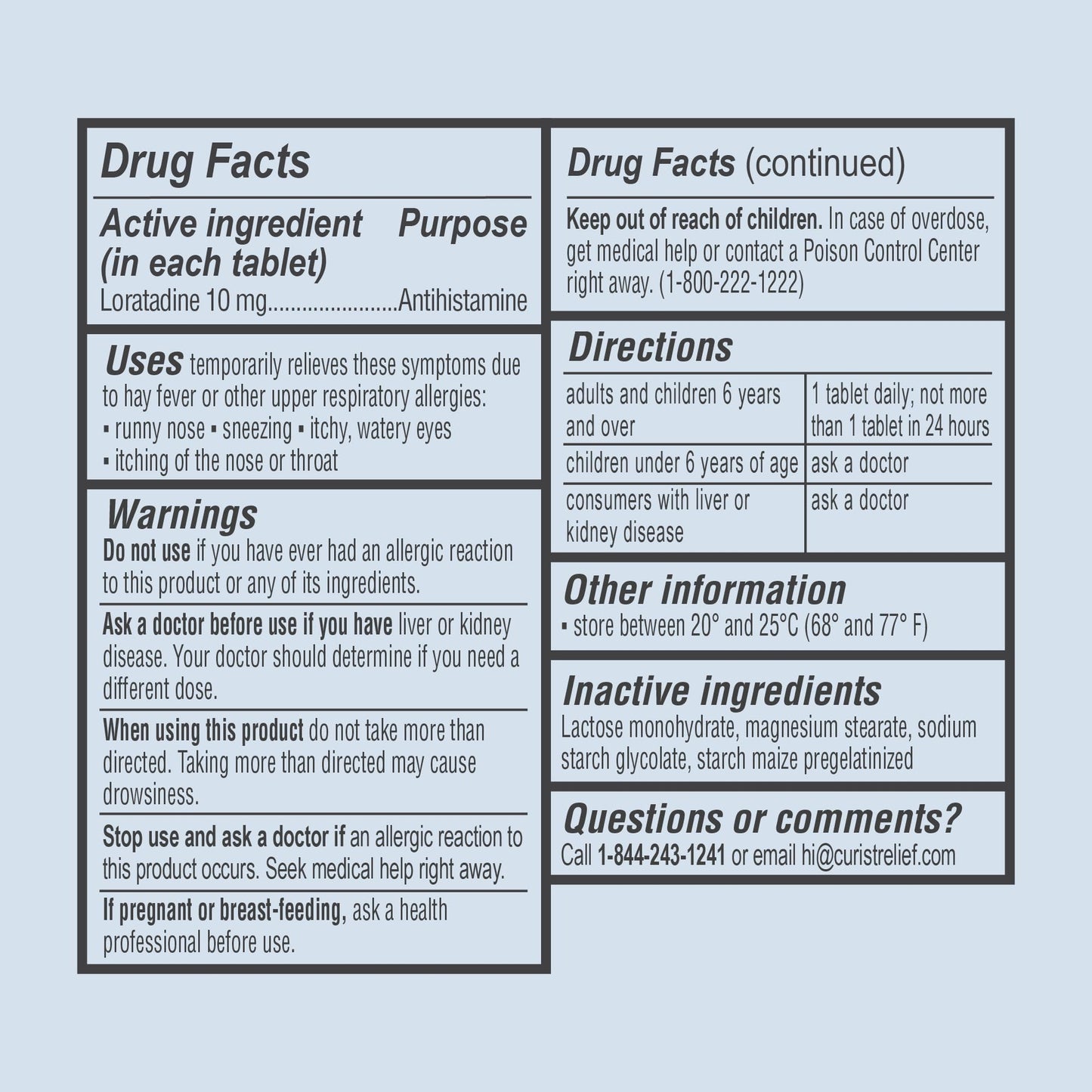 Curist Loratadine 10mg 365 Count - All Day Non Drowsy Allergy Medicine - 24 Hour Antihistamine Tablets for Runny Nose, Itchy Eyes, & Sneezing - Indoor & Outdoor Allergy Medicine for Adults Curist buy supplements Au