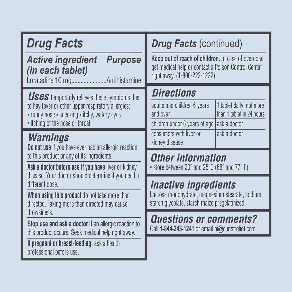 Curist Loratadine 10mg 365 Count - All Day Non Drowsy Allergy Medicine - 24 Hour Antihistamine Tablets for Runny Nose, Itchy Eyes, & Sneezing - Indoor & Outdoor Allergy Medicine for Adults Curist buy supplements Au
