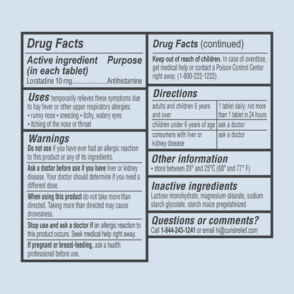 Curist Loratadine 10mg 365 Count - All Day Non Drowsy Allergy Medicine - 24 Hour Antihistamine Tablets for Runny Nose, Itchy Eyes, & Sneezing - Indoor & Outdoor Allergy Medicine for Adults Curist buy supplements Au