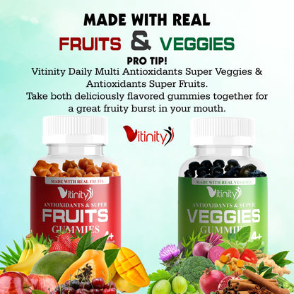 VITINITY Made with Real Fruit-Real Veggie Gummies-Superfood Vegetable Vitamin Supplement for Women,Men,Kids-Blend of Fruit and Greens for Daily Health.Fruits and Vegetables Supplements (30-Day Supply) VITINITYBuy Supplements Australia