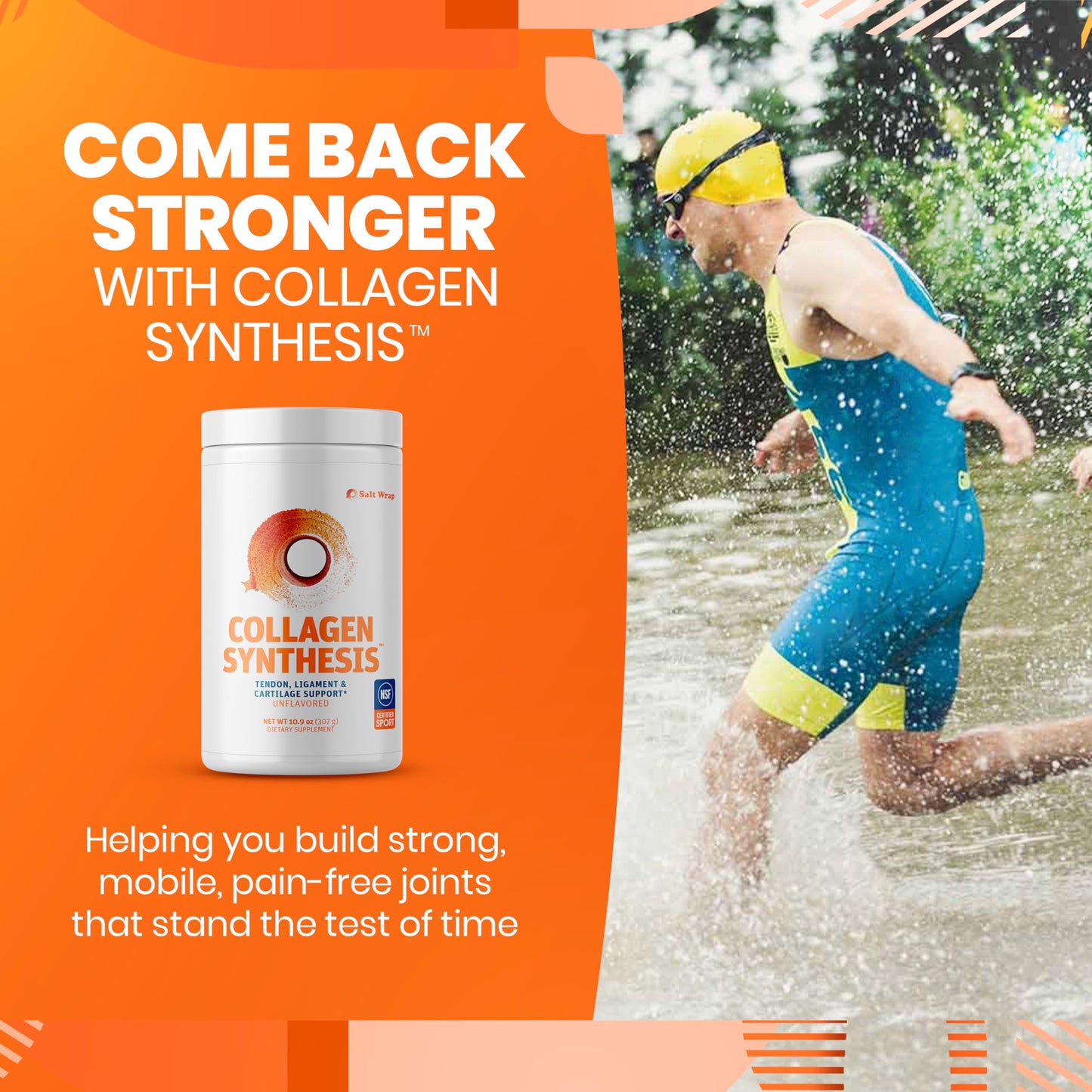 SaltWrap Collagen Synthesis - Collagen Peptides for Joints with Fortigel, Tendoforte, Best Collagen Powder for Tendons, Ligaments, and Cartilage Recovery and Repair, NSF Certified for Sport SaltWrap buy supplements Au