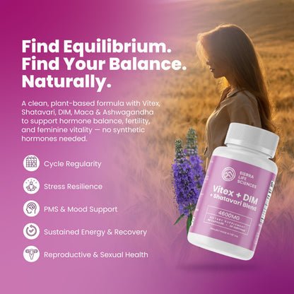 SIERRA LIFE SCIENCES Hormonal Balance Blend for Women – Vitex, DIM, Shatavari + Adaptogenic Support – Menstrual & Menopause Relief – Vegan, Clean-Label Formula – 4600mg – 60 Capsules SIERRA LIFE SCIENCESBuy Supplements Australia