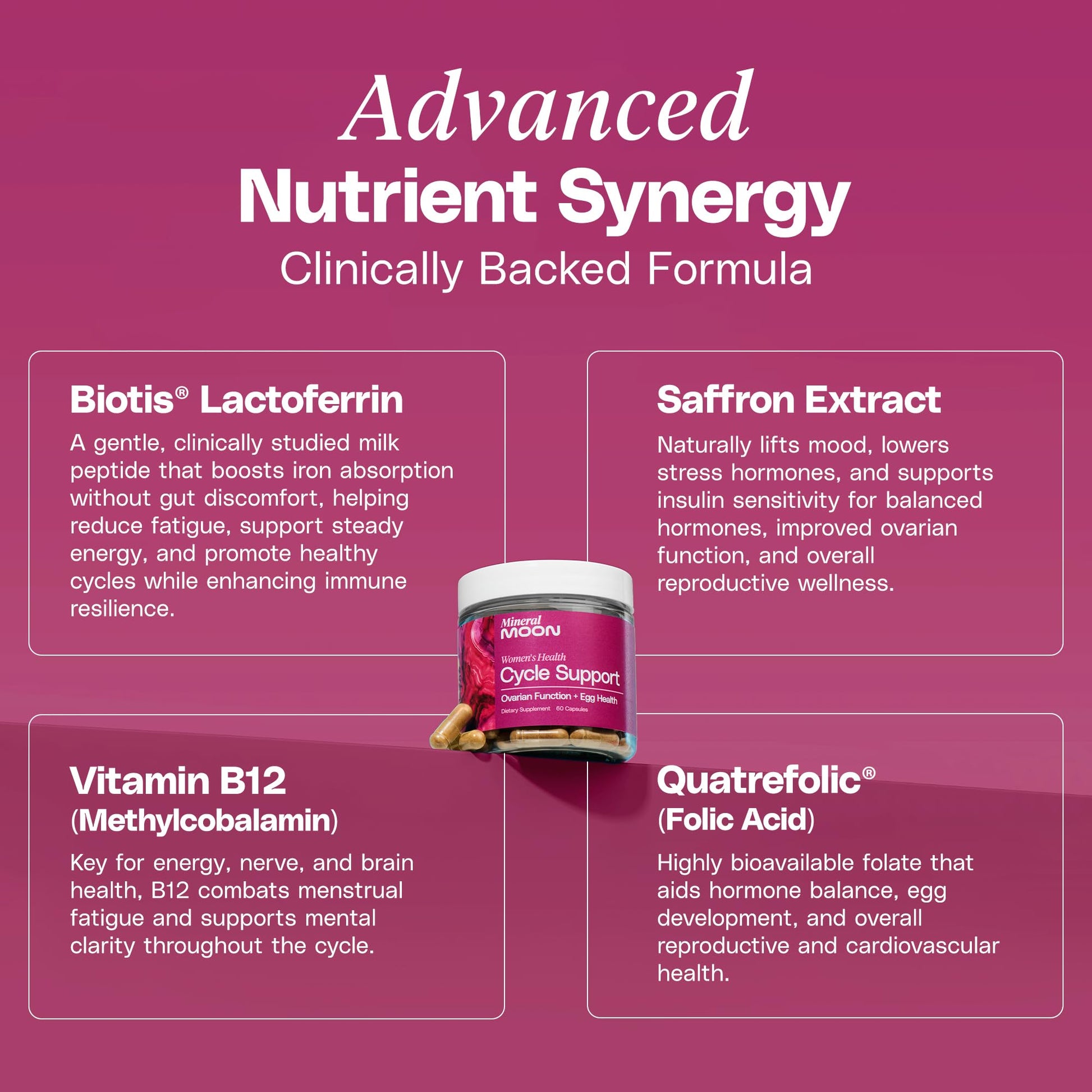 Mineral Moon Hormonal Support Bundle - Menstrual Supplement + Cycle Support - Aid Ovulation, Hormonal Balance & PMS Support - Reduce Period Cramps & Fatigue - Antioxidant Ovarian Support Vitamins Mineral Moon buy supplements Au