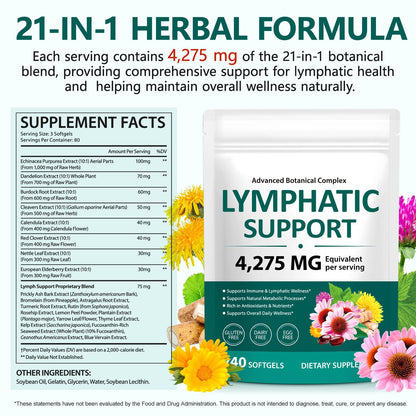 FANSHI Lymphatic Drainage Supplements 240 Softgels | Herbal Blend with Echinacea, Dandelion & Burdock Root | Promotes Healthy Circulation & Fluid Balance | Supports Overall Daily Wellness FANSHI buy supplements Au