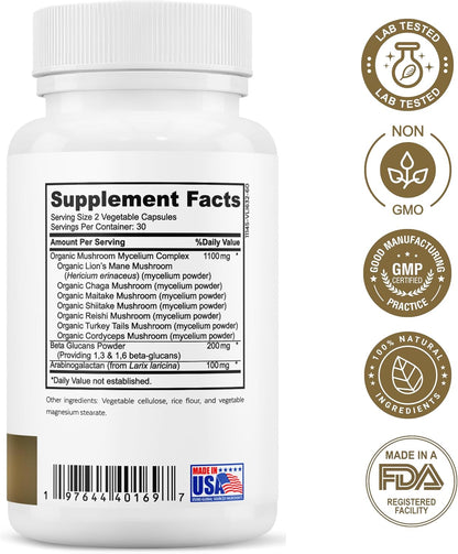 ALA & ALC Complex + 7 Mushroom Complex Bundle | Energy, Focus, Cognitive Support, Immunity, Metabolism & Daily Vitality