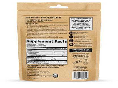 tummy drops No Sugar Crushed Peppermint Flavor, Gluten Free & Vegan, 33 Individually Wrapped Pure Peppermint Oil Lozenges Made with Organic Monkfruit