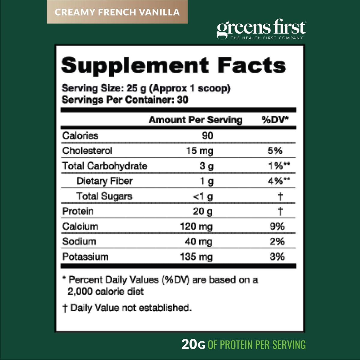 Greens First Dream Protein Powder Whey - 20g Protein Per Serving - Hormone-Free with Prebiotics - Non-GMO - No Artificial Sweeteners/MSG/Aspartame (Creamy French Vanilla, 26.5 oz) Greens First buy supplements Au