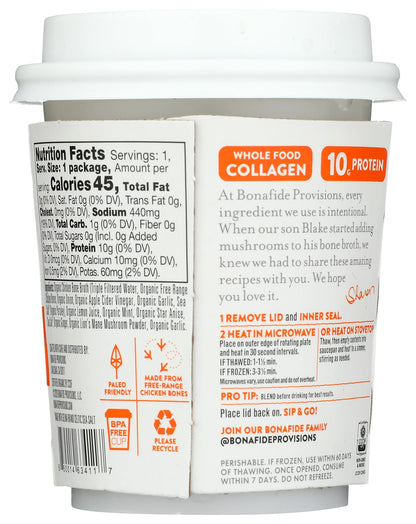 Bonafide Provisions Fresh Organic Be Well Broth with Lemon, Mint & Ginger Organic Chicken Bone Broth, Frozen 8 fl oz - Gluten-Free, Grain-Free, Paleo and Keto Friendly Bonafide Provisions buy supplements Au