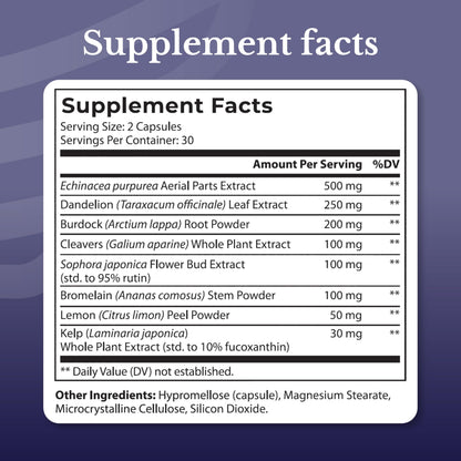 NATION HEALTH MD Lymph MD - Lymphatic Drainage Supplement - with Bromelain, Echinacea, Burdock Root, Dandelion, Rutin, Kelp & More - Lymph System Support for Women & Men - 60 Capsules NATION HEALTH MD buy supplements Au