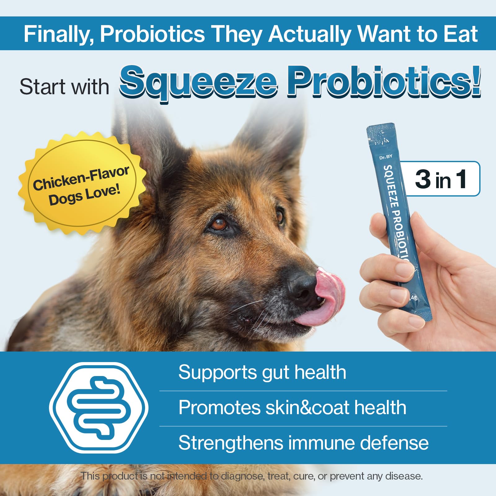 Doctor By Squeeze Probiotics for Dogs Gut Health Immunity Skin&Allergy Care Diarrhea Relief Digestive Stomach Support with L. crispatus KT-11 Lickable Paste Formula Individually Packaged, Chicken Doctor By buy supplements Au