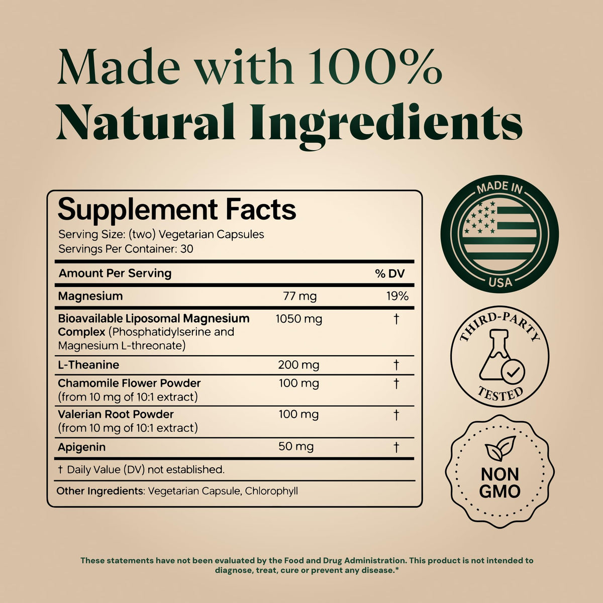 Magnesium L-Threonate with Apigenin, Valerian Root & L-Theanine – No Melatonin Restful Sleep & Brain Supplement – Clinically Studied 7-Ingredient Formula