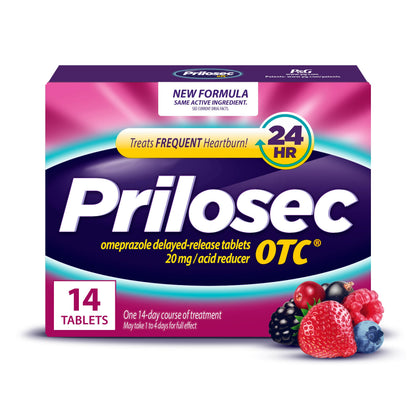 Prilosec OTC, Omeprazole Delayed Release 20mg, Acid Reducer, Treats Frequent Heartburn for 24 Hour Relief, All Day, All Night*, Heartburn Medicine, 20mg, Wildberry Flavor, 14 Tablets Prilosec buy supplements Au