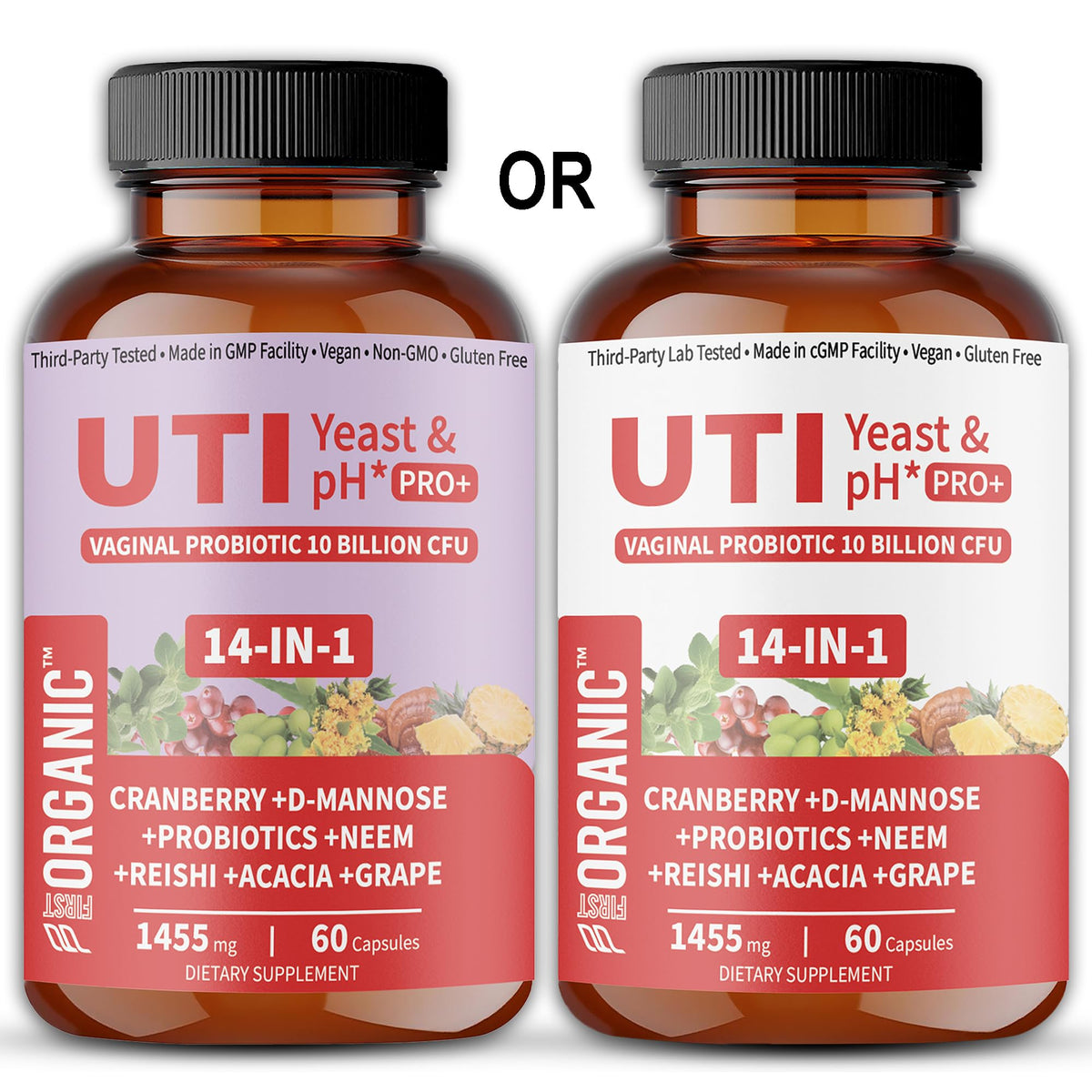 UTI Flora & Odor Pro+ & UTI Yeast & pH Pro+ | Pack of 2 | Vaginal Probiotics for Feminine Hydration & Freshness Support | Third-party Tested, cGMP Facility, Vegan, Non-GMO, Gluten-Free | 60+60 Caps FIRSTORGANIC buy supplements Au