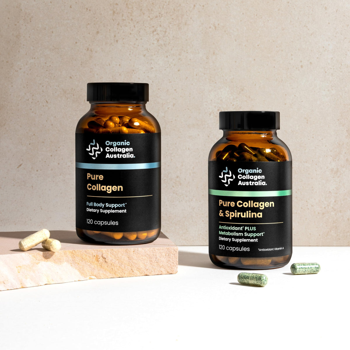 Organic Collagen Australia Pure Collagen & Spirulina Capsules – Antioxidant-Rich Supplement for Skin Elasticity, Joint Health, Metabolism Support & Energy (120 Capsules) Organic Collagen Australia buy supplements Au