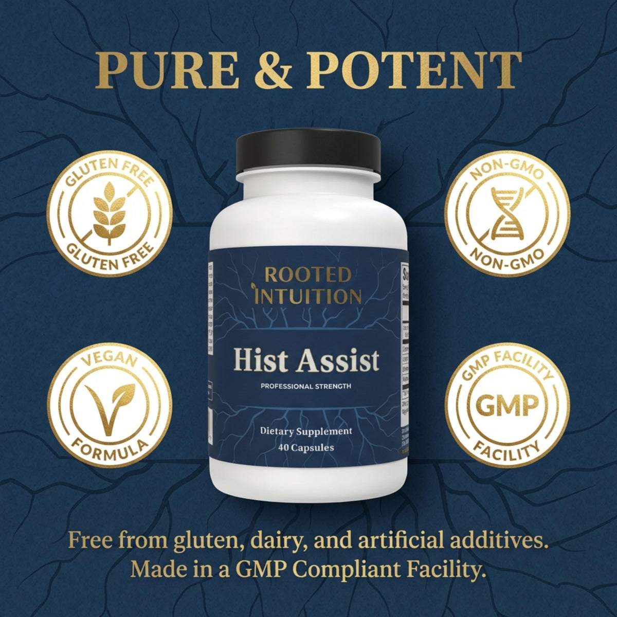 Rooted Intuition Hist Assist | Seasonal Sinus & Immune Balance Formula | Quercetin Bromelain NAC Nettle | Non-GMO Gluten Free | 40 Capsules Rooted Intuition buy supplements Au