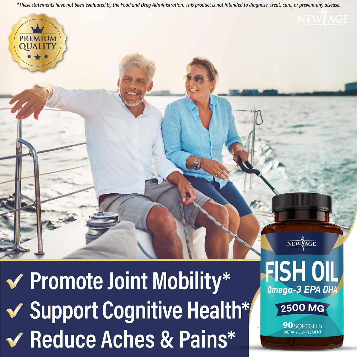 NEW AGE Omega 3 Fish Oil 2500mg Supplement Non GMO - EPA, DHA Fatty Acids Gluten Free (180 Softgels (Pack of 2)) NEW AGE buy supplements Au