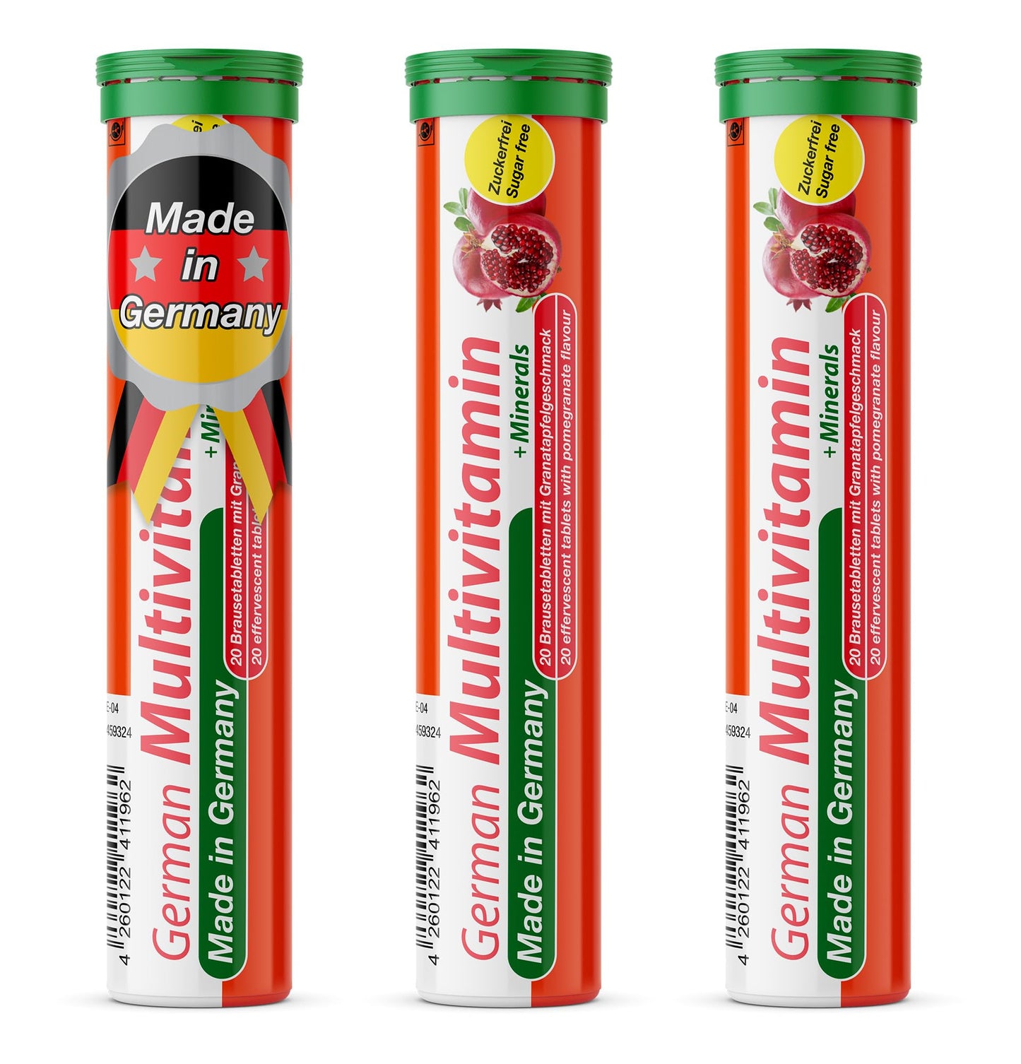 T&D German Multivitamin + Mineralien Drink Effervescent Tablets 60 Servings Pomegranate Flavour – 10 Vitamins + 2 Minerals – Made in Germany T&D buy supplements Au