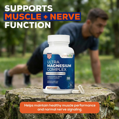 LiveGood™ Ultra Magnesium Complex, Organic Magnesium Glycinate and Gluconate for Muscle Recovery, Nerve Support & Relief – High Absorption Supplement, Vegan, Non-GMO, Made in USA, 60 Capsules LIVEGOOD buy supplements Au