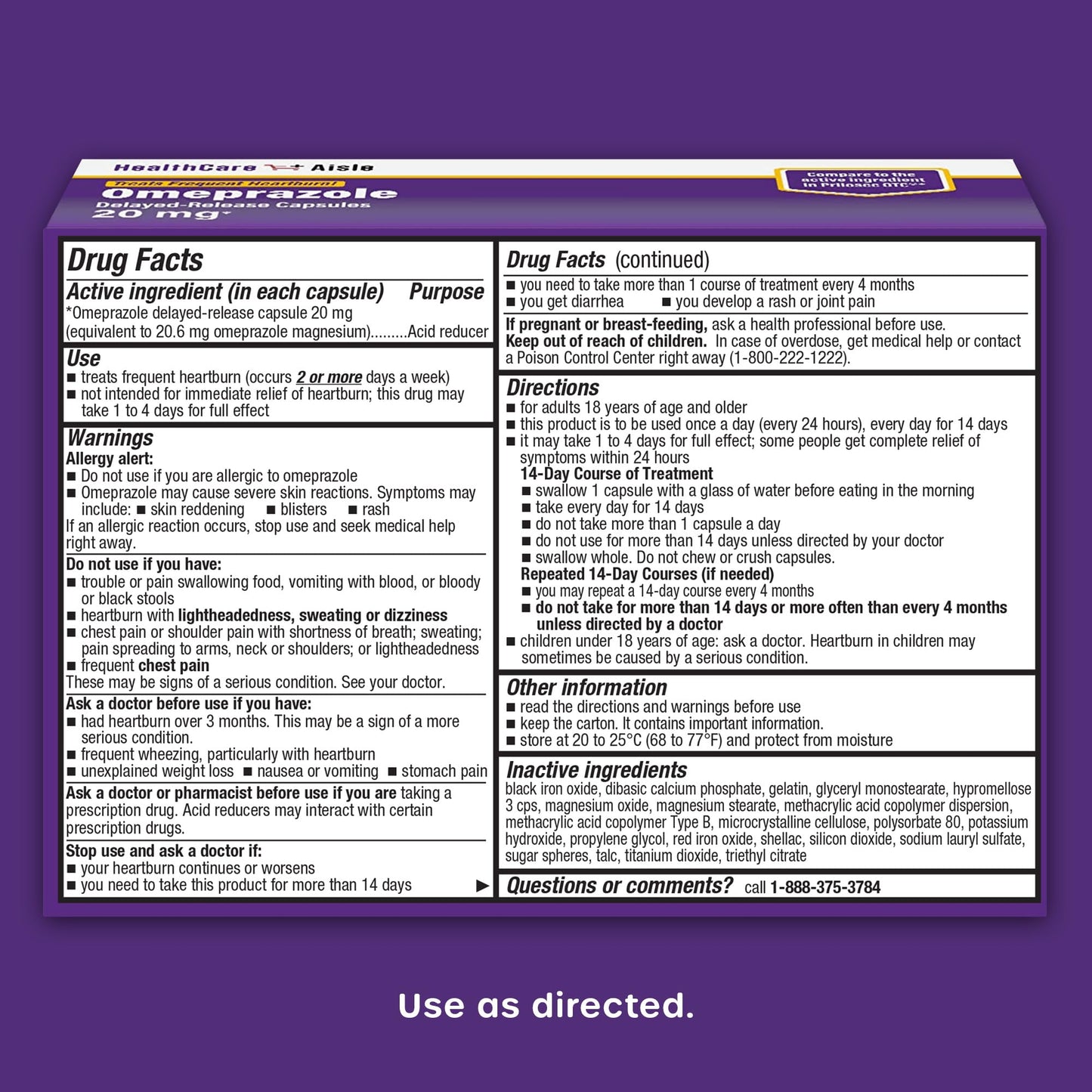 HealthCareAisle Omeprazole 20 mg, 42 Delayed-Release Capsules - Acid Reducer, Treats Frequent Heartburn, 42 Count (Pack of 1) HealthCareAisle buy supplements Au