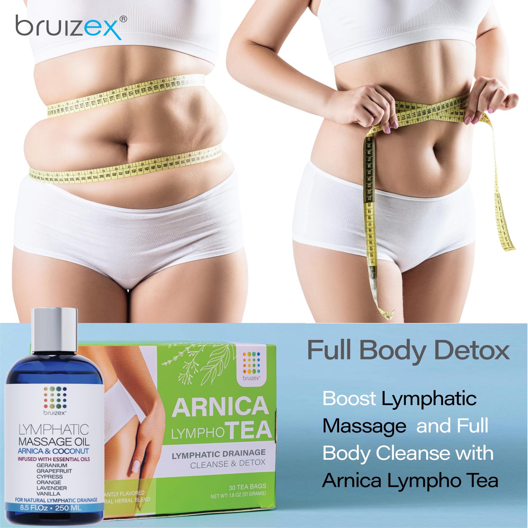 Bruizex Lymphatic Drainage Massage Oil with Arnica Oil & Coconut for Post Surgery Recovery & Lymphatic Drainage Massager, Liposuction, 360 Lipo, BBL, Tummy Tuck Procedure, Moisturizing Formula, 8.5 Oz Bruizex buy supplements Au