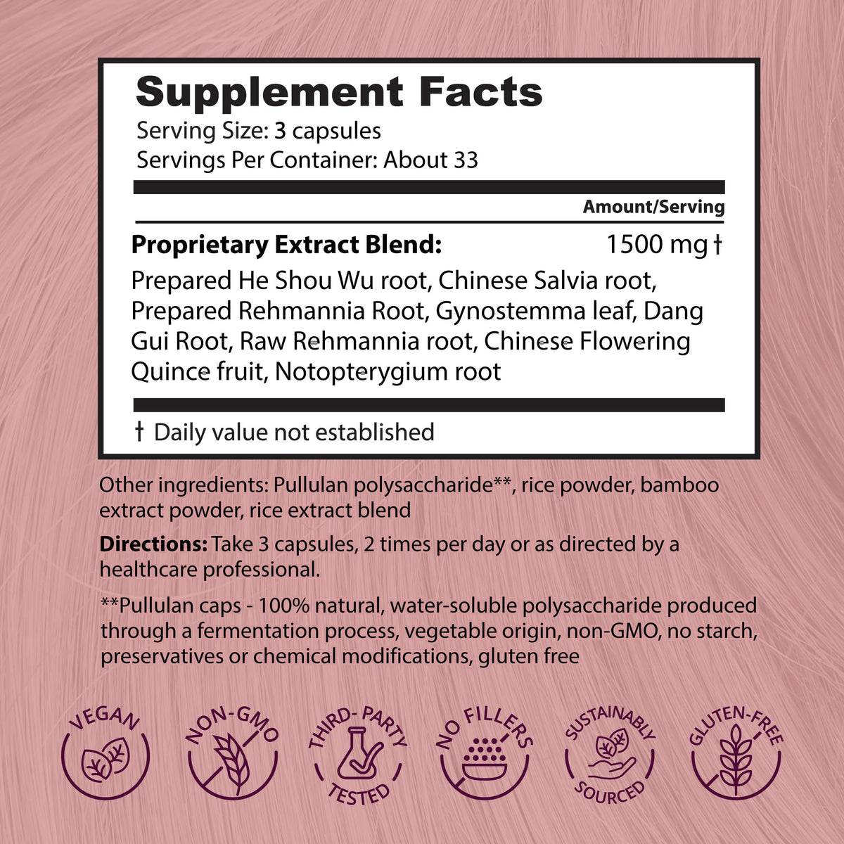 Dragon Herbs Hair and Nails | All Natural Supplement to Support Hair, Nails, Healthy Aging, and Circulation | All Natural Ingredients, Non-GMO (100 Capsules, 500 mg Per Capsule) Dragon HerbsBuy Supplements Australia