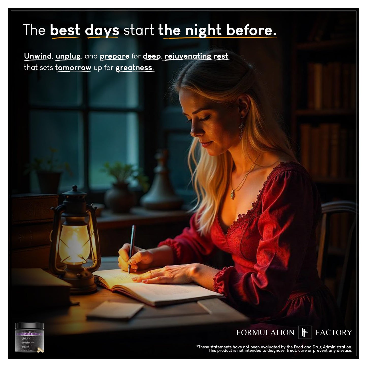 Formulation Factory The Night Before 10-in-1 Sleep Support | Melatonin 4mg, Magnesium Glycinate 300mg, L-Theanine, Glycine & More | Supports Relaxation,