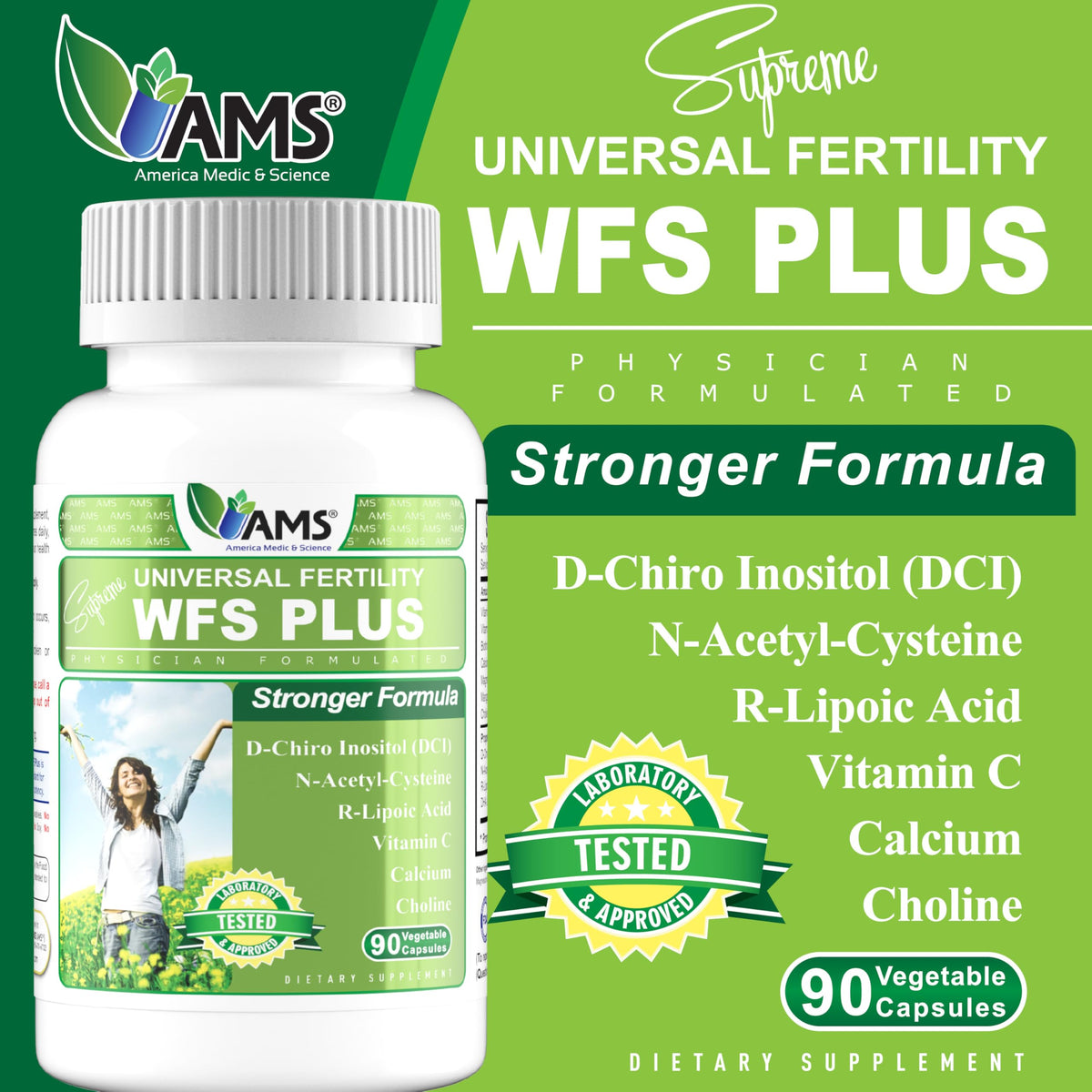 America Medic & Science WFS Plus Fertility Supplements for Women (90 Capsules) Supports Ovulatory Health | Natural Preconception Vitamins, Reproductive Aid, with D-Chiro Inositol, DHA |15-Day Supply. America Medic & ScienceBuy Supplements Australia