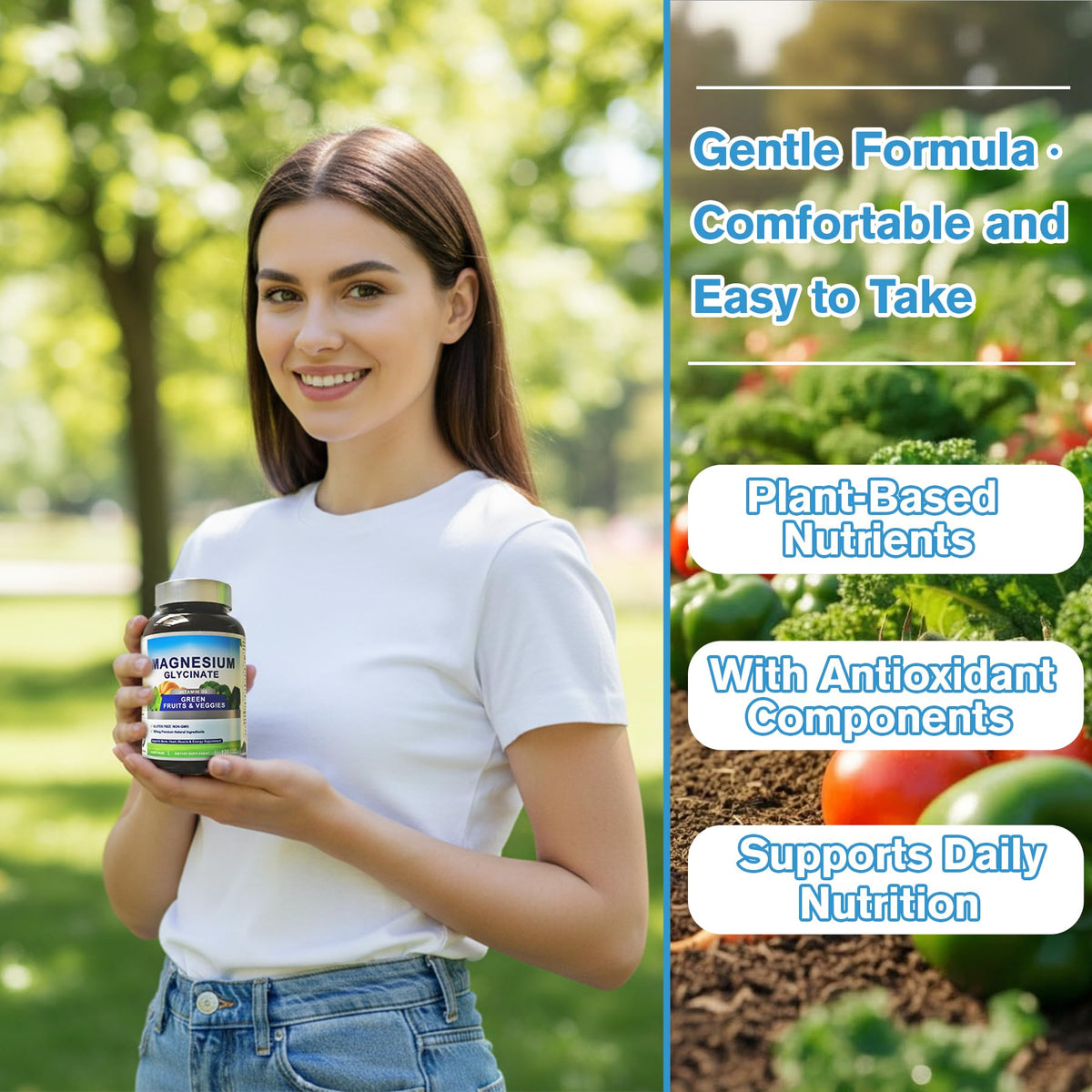 Magnesium Glycinate 500mg with Vitamin D3 – High Absorption Magnesium Supplement with Veggies Design – Supports Bone & Muscle Function and Energy – Non-GMO, Gluten-Free – 120 Veg Capsules FrexNutri buy supplements Au