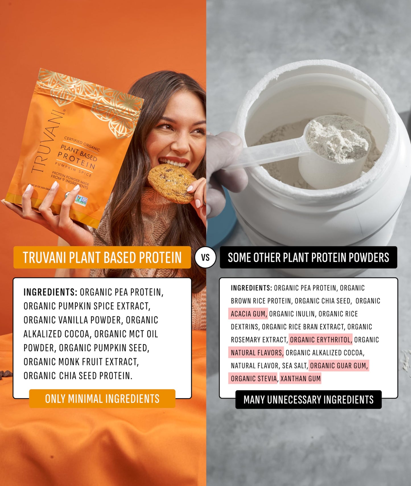 Truvani Organic Plant Based Protein Powder | Vanilla Chai | 10 Servings | Vegan | 20g Pea Protein | Keto | Gluten & Dairy Free | Low Carb | No Added Sugar