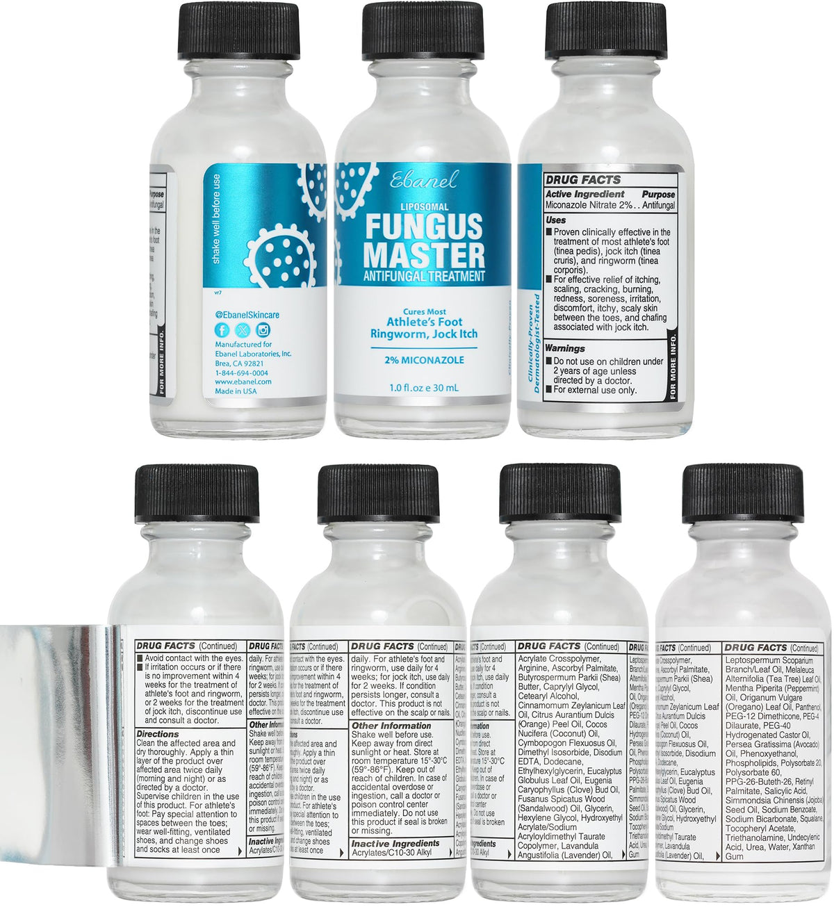 Ebanel Bundle of 40% Urea Cream 4.6 Oz, and Fungus Treatment 1 Oz