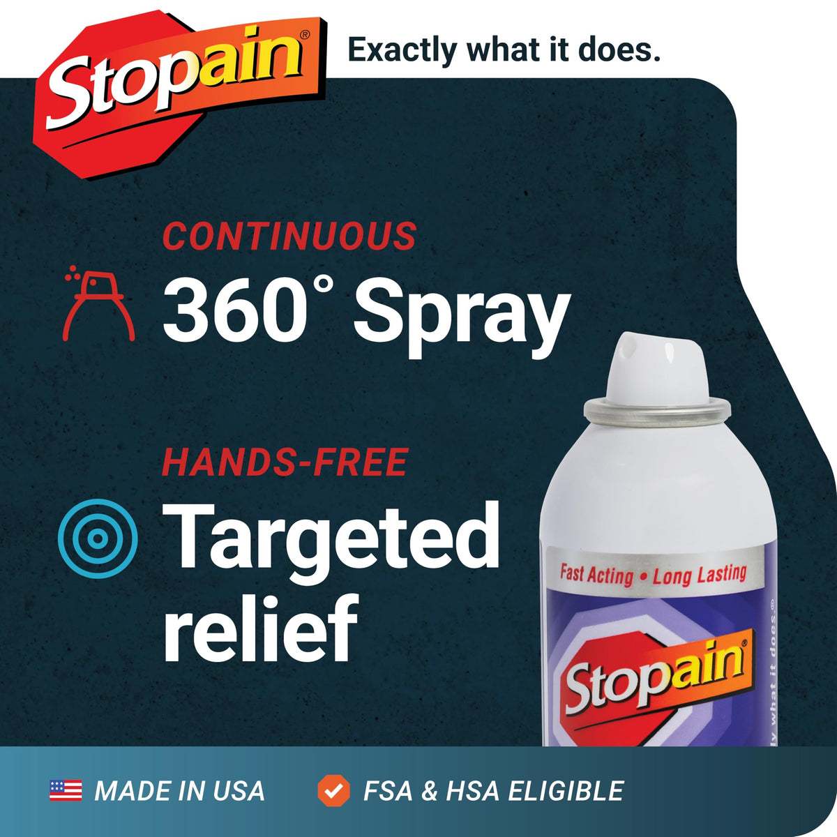 Stopain Pain Relief Spray 4oz (2 Pack) USA Made, Max Strength Fast Acting with MSM, Glucosamine, Menthol for Arthritis, Lower Back, Neck, HSA FSA Approved Topical Analgesic Products StopainBuy Supplements Australia