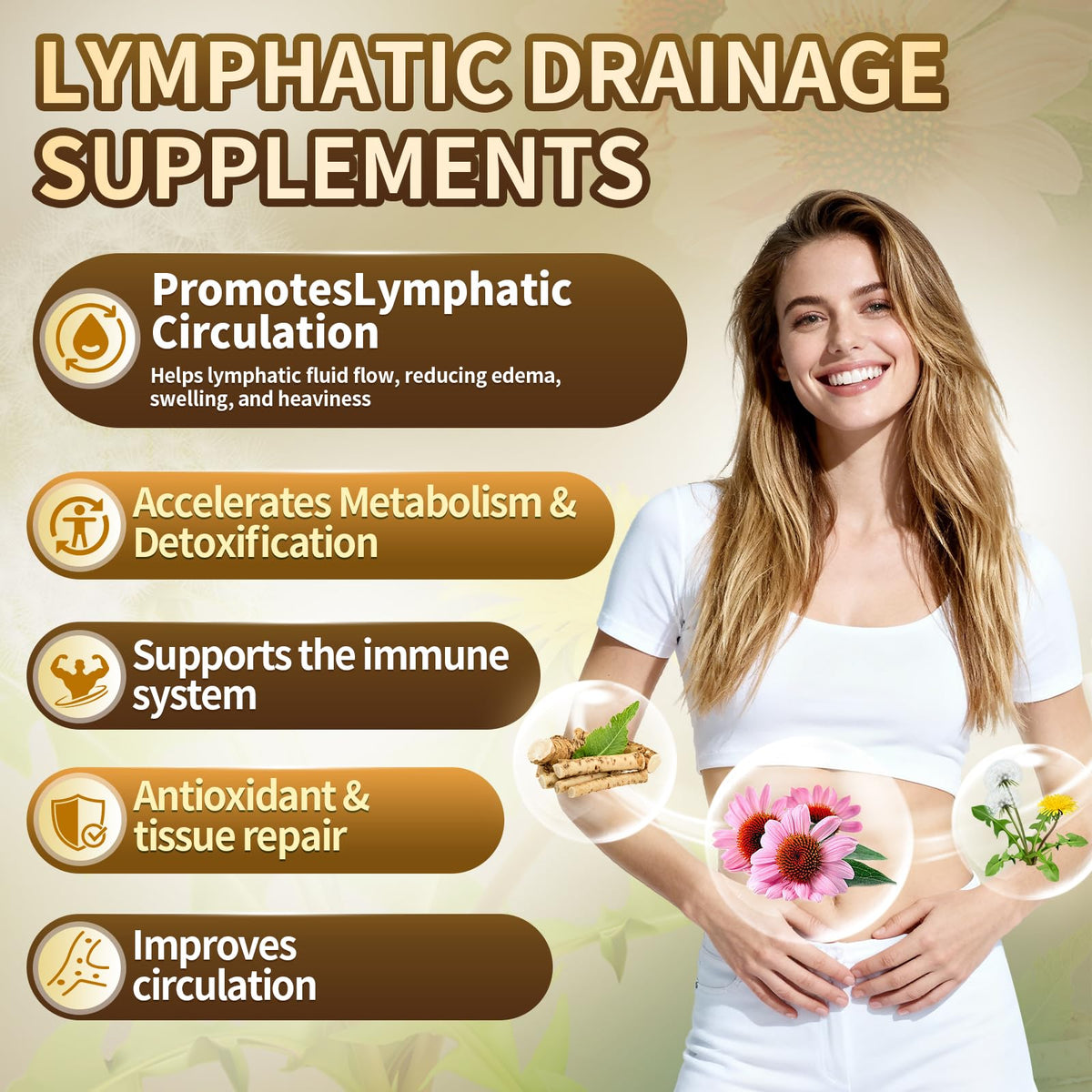 21-in-1 Liposome Lymphatic Drainage Supplements, 45 Day Supply, 4800mg Immune & Lymph System Support, 10:1 Concentrated Technology, Echinacea, Dandelion, Burdock, Bromelain, Calendula, 90 Capsules VivoNu buy supplements Au