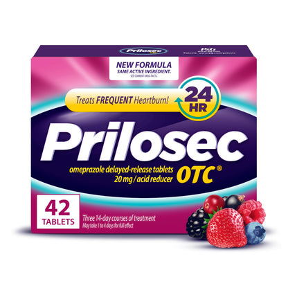 Prilosec OTC, Omeprazole Delayed Release 20mg, Acid Reducer, Treats Frequent Heartburn for 24 Hour Relief, All Day, All Night*, Heartburn Medicine, 20mg, Wildberry Flavor, 42 Tablets Prilosec buy supplements Au