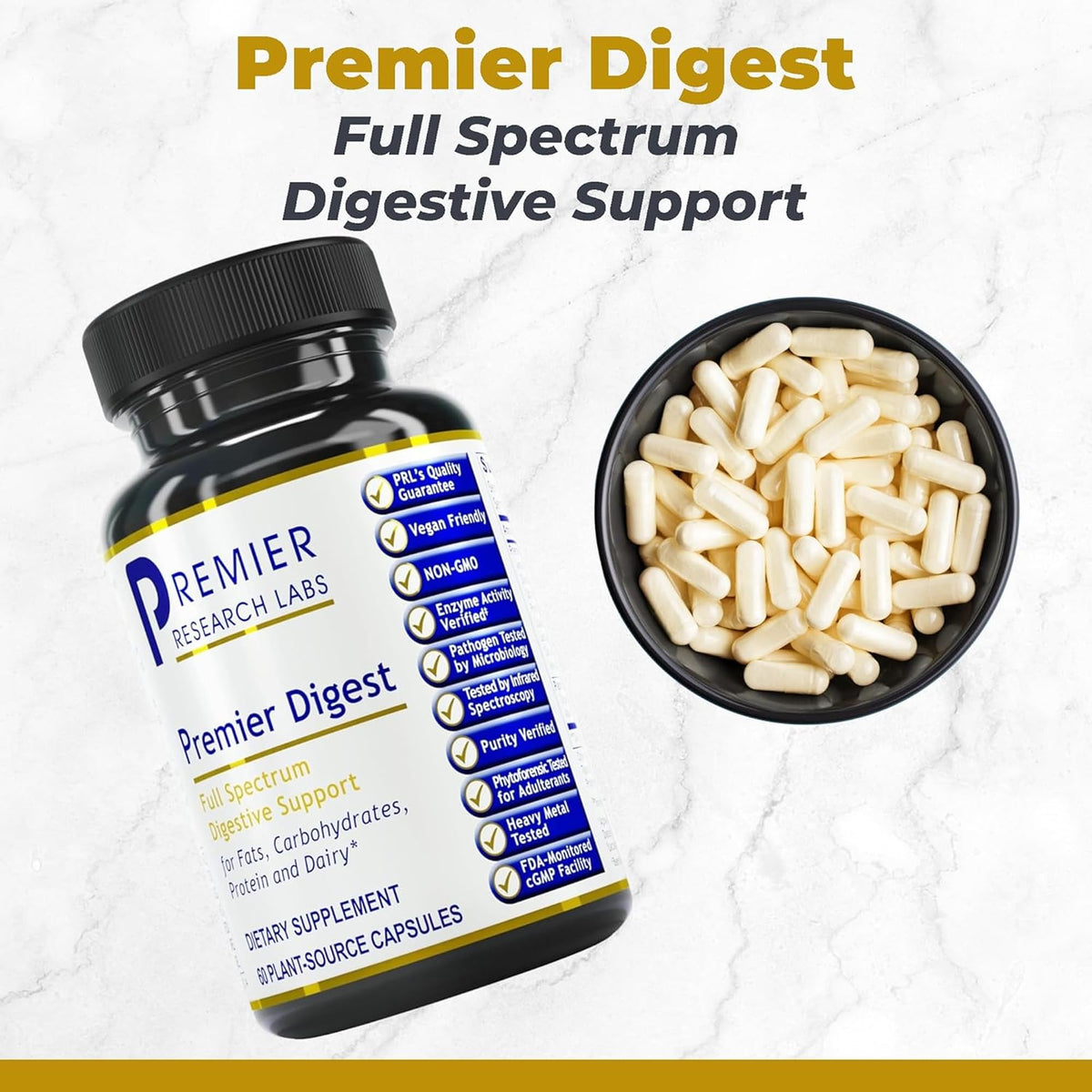 Premier Research Labs Active Digestive Enzymes with Probiotic and Prebiotics - Promotes Full-Spectrum Digestive Support - with Amylase, Protease & Lipase, 60 Plant-Sourced Capsules Premier Research LabsBuy Supplements Australia