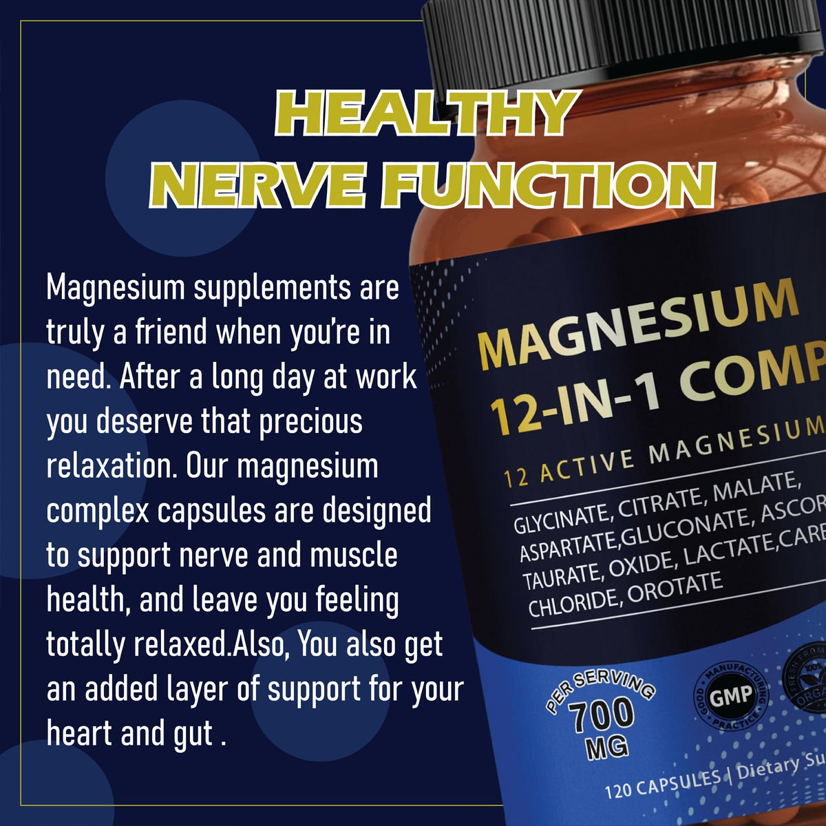 Puravita Magnesium Complex 700mg 12 in 1 Magnesium Supplement with Glycinate, Citrate, Malate & More | Easy Absorption, Energy Support, Vegan & Non-GMO | 120 Capsules (1pc) YPRYPR buy supplements Au