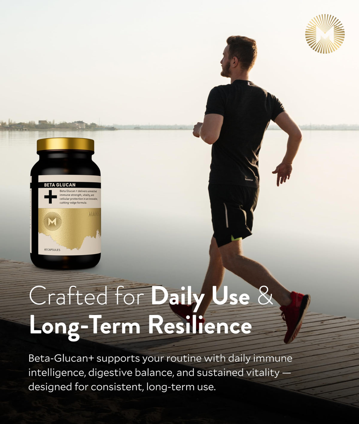 Manna Beta Glucan+ Capsules | 1000mg Beta Glucan Complex | Reishi Mushroom & Oats | Supplement for Immune Support, Heart Health, Cellular Renewal & Antioxidant Protection | 60 Count M Manna buy supplements Au