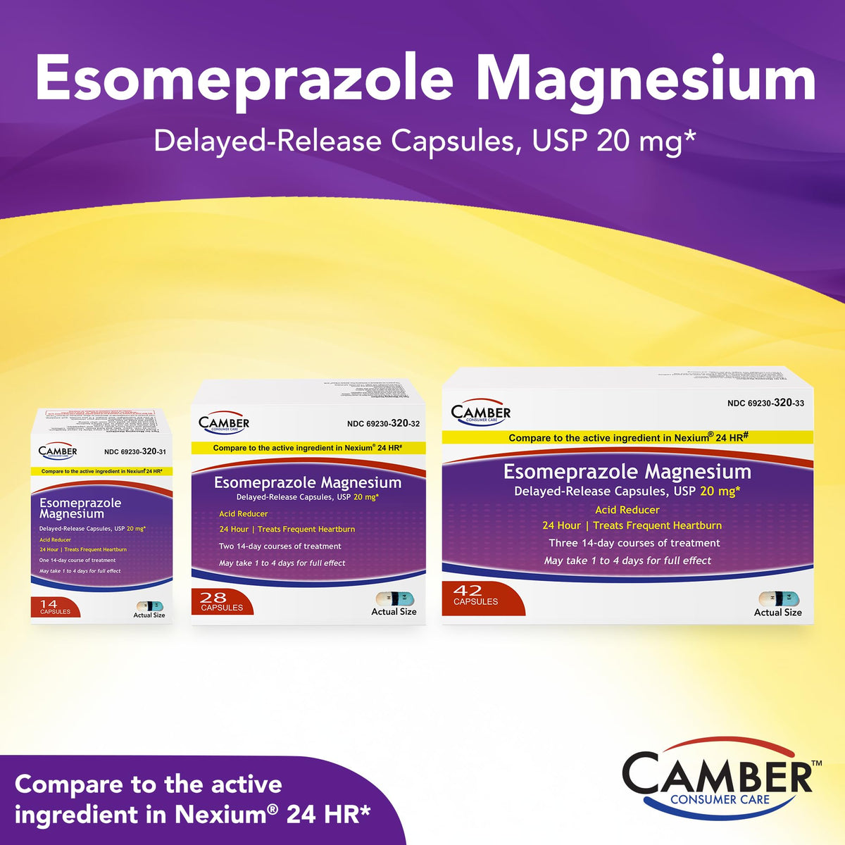 Camber Esomeprazole Magnesium USP 20mg, Delayed Release Capsules, Treats Frequent Heartburn (42 Count) CAMBER PHARMACEUTICALS, INC buy supplements Au