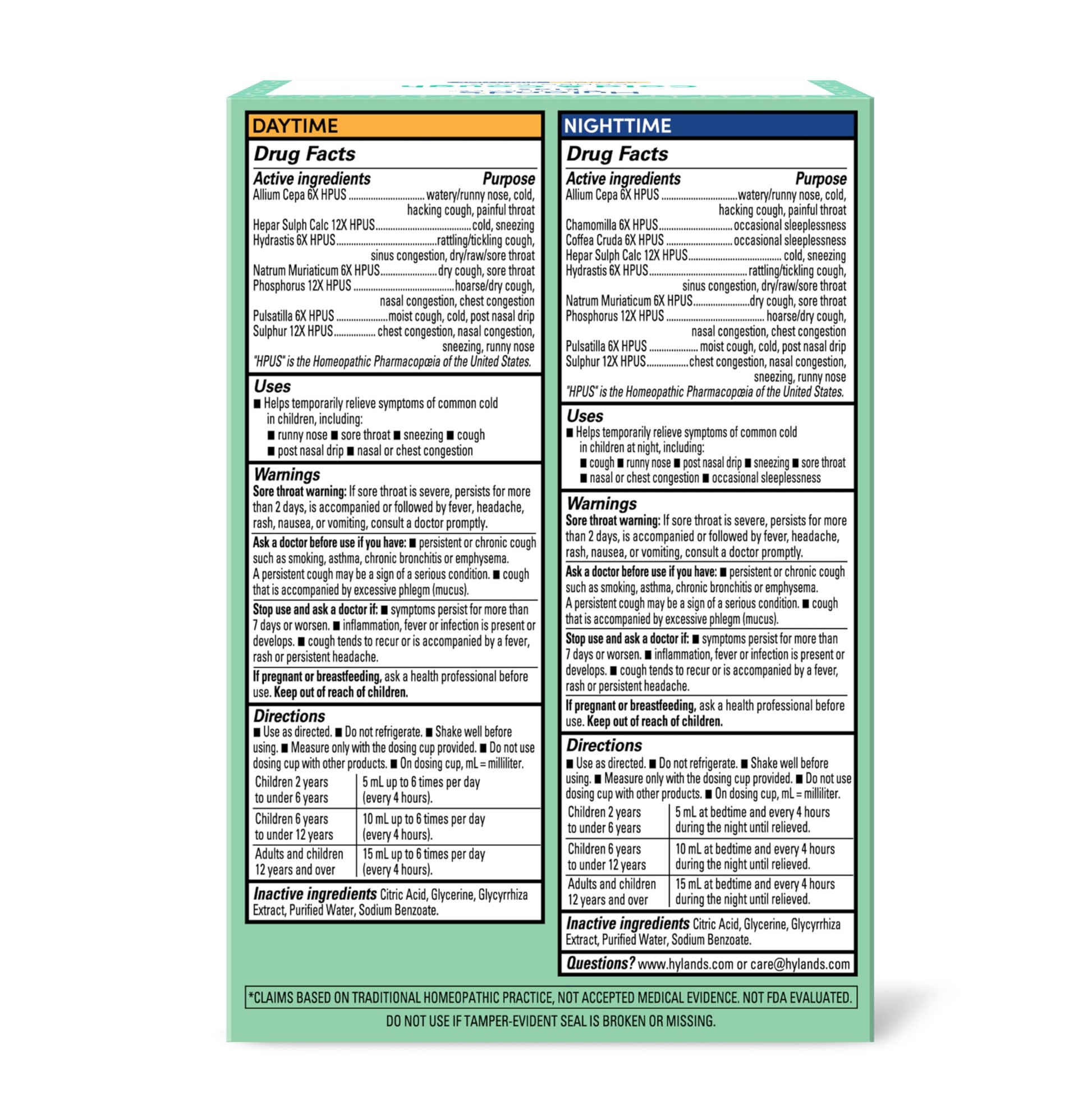 Hyland's Kids Cold and Cough, Day and Night Combo Pack, Cold Medicine for Ages 2 and up, Syrup Cough Medicine for Kids, Nasal Decongestant, 4 Fl Oz (Pack of 2) Hyland's buy supplements Au