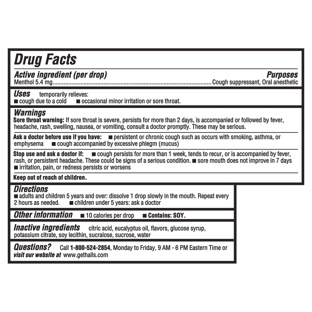 HALLS Cough and Throat Relief Mentho-Lyptus Cough Drops, 30 Drops