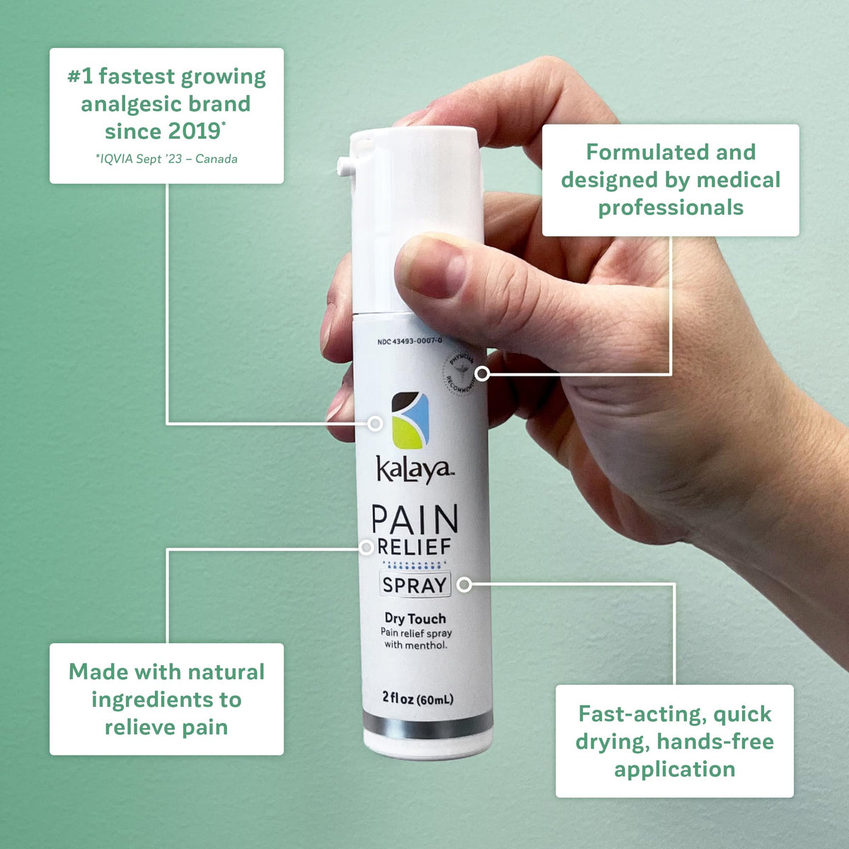 Kalaya Pain Relief Spray - Fast-Acting, Quick-Drying Muscle Rub for Joint Pain Relief and Muscle Pain - with Eucalyptus, Menthol, Methyl Salicylate, Camphor - Ideal for Easing Back Pain - 2 oz Kalaya NaturalsBuy Supplements Australia