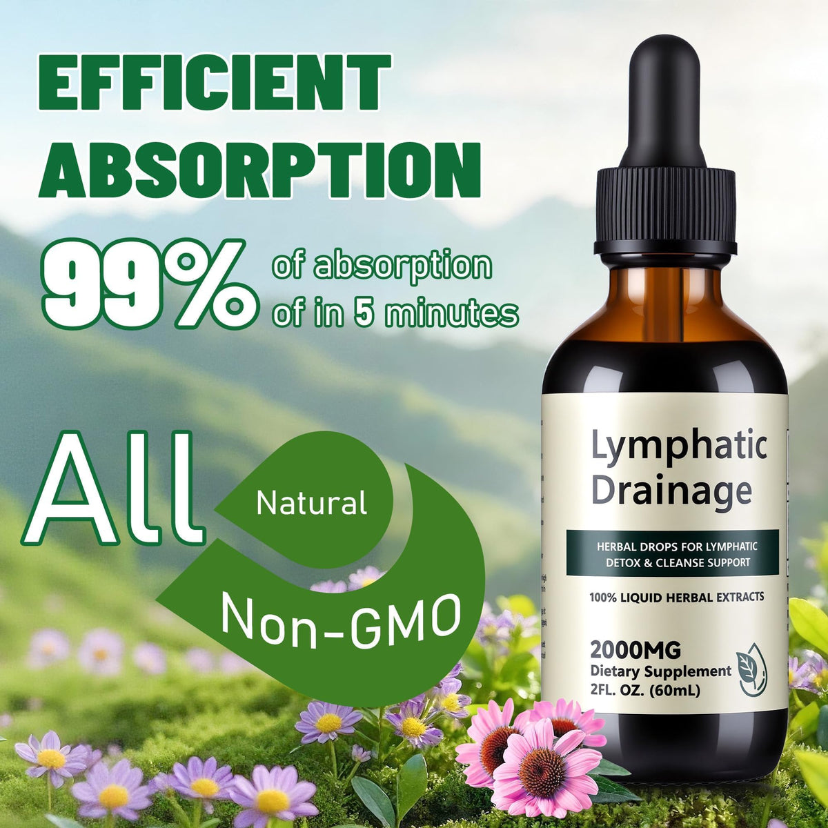 Wacipek Organic Lymphatic Drainage Drops, Lymphatic Drainage Supplement for Healthy Lymph Circulation, Reduce Bloating & Support Detox, Alcohol-Free Liquid Blend, 2 Fl Oz(60ml) Wacipek buy supplements Au