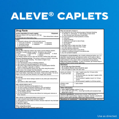Aleve Pain Reliever & Fever Reducer Naproxen Sodium Caplets, Body and Arthritis Pain Reliever, Medicine for Adults and Children Ages 12 and Up, 60 Individual Pouches Aleve buy supplements Au
