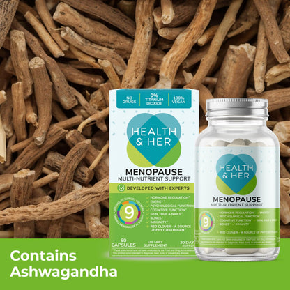 Health & Her Menopause Supplements for Women - Multi-Nutrient Support, Menopause Vitamins for Energy, Bones, Muscles, Skin & Hair, Vegan, Gluten-Free, Non GMO (60ct - 1 Month) Health and Her buy supplements Au