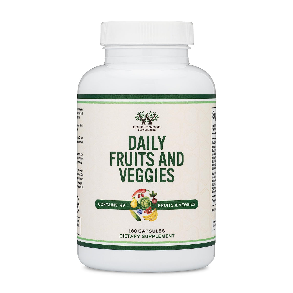 Fruits and Veggies Supplement (Daily Blend of 49 Different Fruits and Vegetables, 23 Veggies and 29 Fruits) 1,500mg Servings, 180 Capsules (No Fillers, Vegan Safe, Non-GMO) by Double Wood Double Wood SupplementsBuy Supplements Australia
