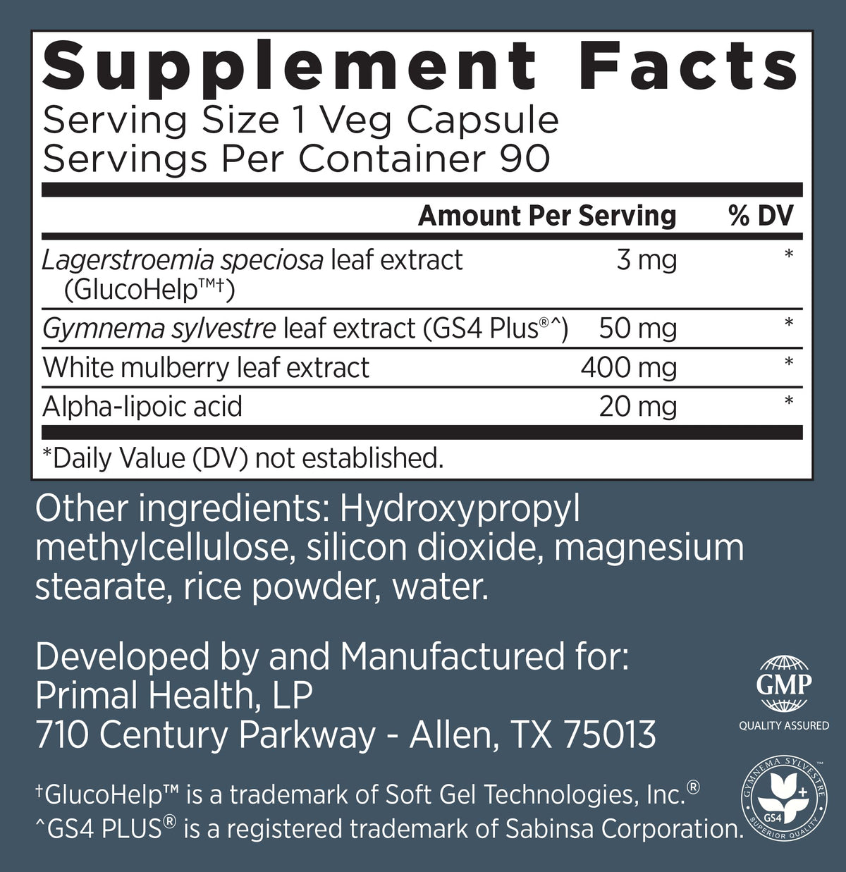 Primal Labs GlucoBurn Support Supplement with White Mulberry Leaf Extract and Alpha Lipoic Acid, 90 Veg capsules Primal LabsBuy Supplements Australia