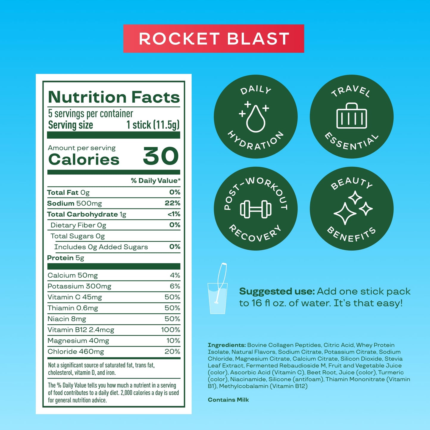 Bloom Nutrition Hydration Electrolyte Sticks, Strawberry Lemonade, 5 Count | Electrolytes with Collagen, 5g Protein, Vitamins & Minerals, Sugar Free Drink Mix