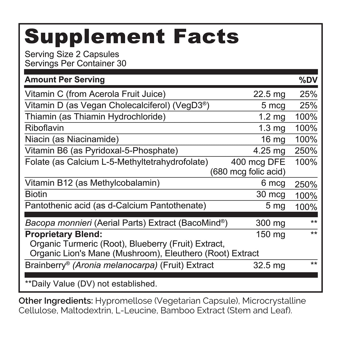 NATURELO Whole Food Brain Supplement - Brain Health Supplements for Memory & Focus Support - Enhance Brain Health Blend Supplement for Adults