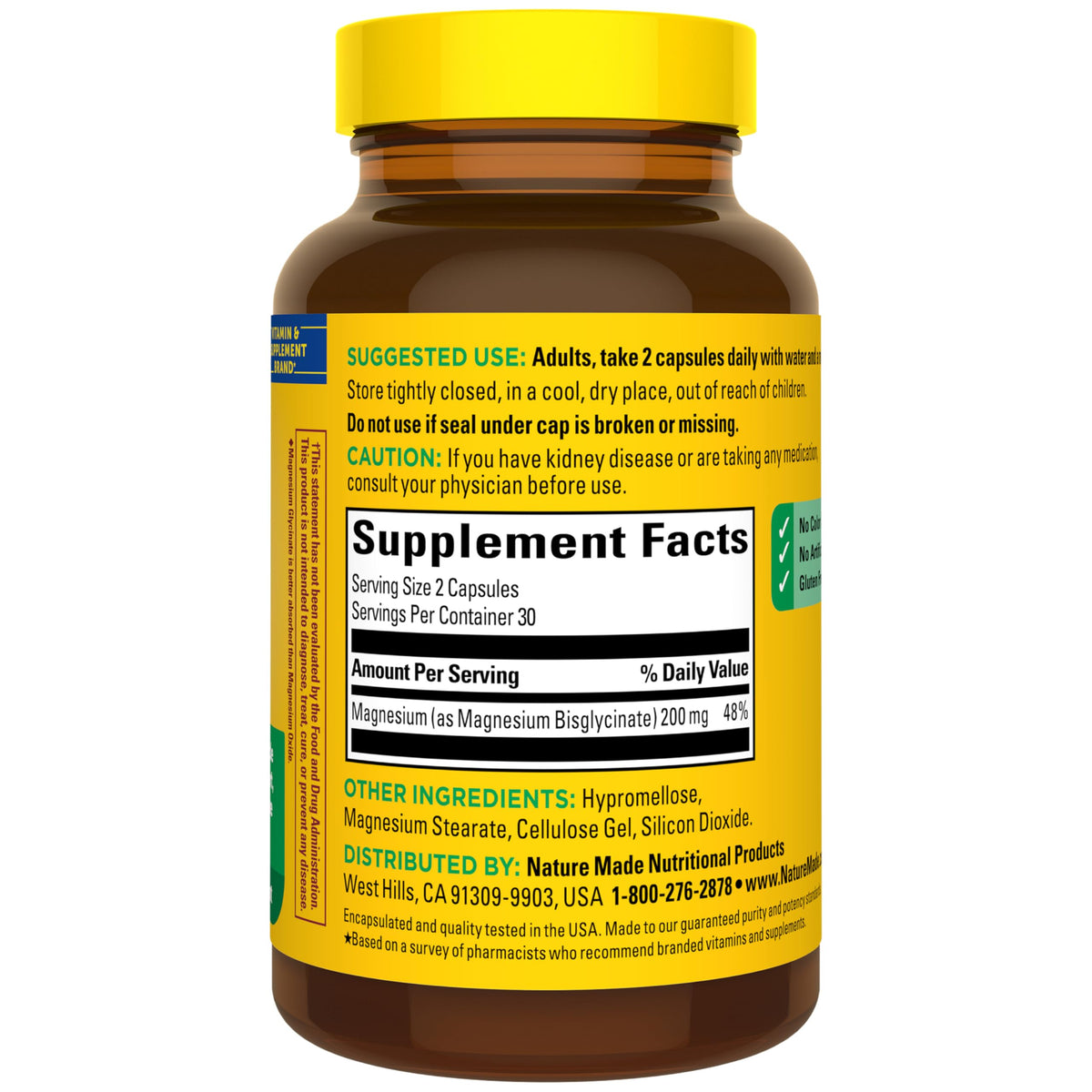 Nature Made Magnesium Glycinate 200 mg per Serving, Magnesium Supplement for Muscle, Heart, Nerve and Bone Support, 60 Magnesium Bisglycinate Capsules, 30 Day Supply Nature MadeBuy Supplements Australia