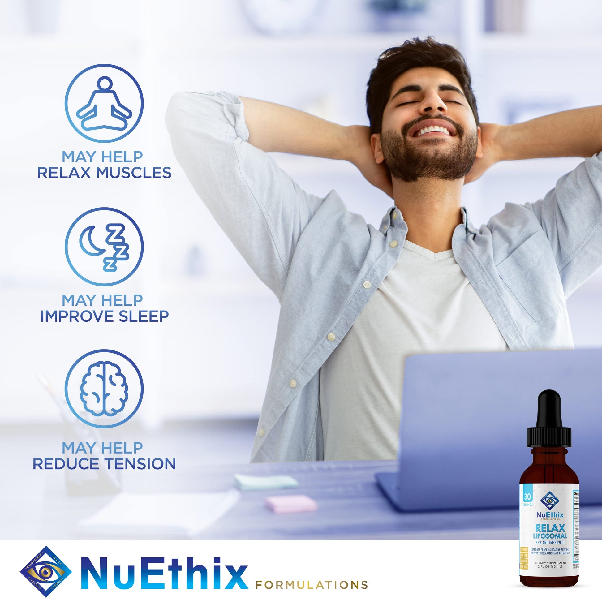 NuEthix Formulations Relaxation Supplement Bundle: Cort-Eaze Cortisol-Control Supplement, 60 Capsules, 30 Servings and Relax Liposomal, 2 Fluid Ounces, 30 Servings NuEthix Formulations buy supplements Au